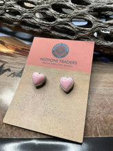 Load image into Gallery viewer, Navajo Sterling Silver Pink Conch Heart Stud Earrings