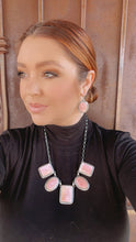 Load image into Gallery viewer, Navajo Queen Pink Conch Shell And Sterling Silver Necklace Earrings Set Signed