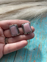 Load image into Gallery viewer, Navajo Sterling Silver Pink Conch Rectangle Stud Earrings