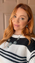 Load image into Gallery viewer, Zuni Sterling Silver &amp; Turquoise Petit Point Necklace &amp; Earring Set Signed