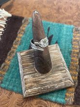 Load image into Gallery viewer, Handmade Sterling Silver &amp; Turquoise Feather Adjustable Ring Signed Nizhoni