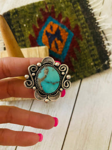 Navajo Kingman Turquoise & Sterling Silver Adjustable Ring