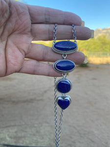 Navajo Sterling Silver & Lapis Drop Necklace
