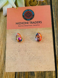 Navajo Pink Dream Mohave & Sterling Silver Stud Earrings
