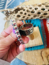 Load image into Gallery viewer, Handmade Sterling Silver, Fordite &amp; Onyx Cluster Adjustable Ring