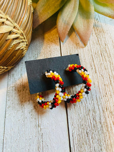 Navajo Handmade Beaded Hoop Earrings