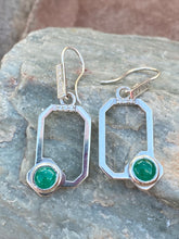 Load image into Gallery viewer, Colombian Emerald Earrings in Sterling Silver dangles 1ct