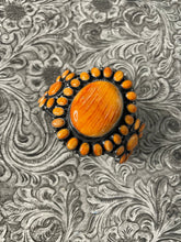 Load image into Gallery viewer, Anthony Skeets Navajo Orange Spiny &amp; Sterling Silver Cuff Bracelet Signed