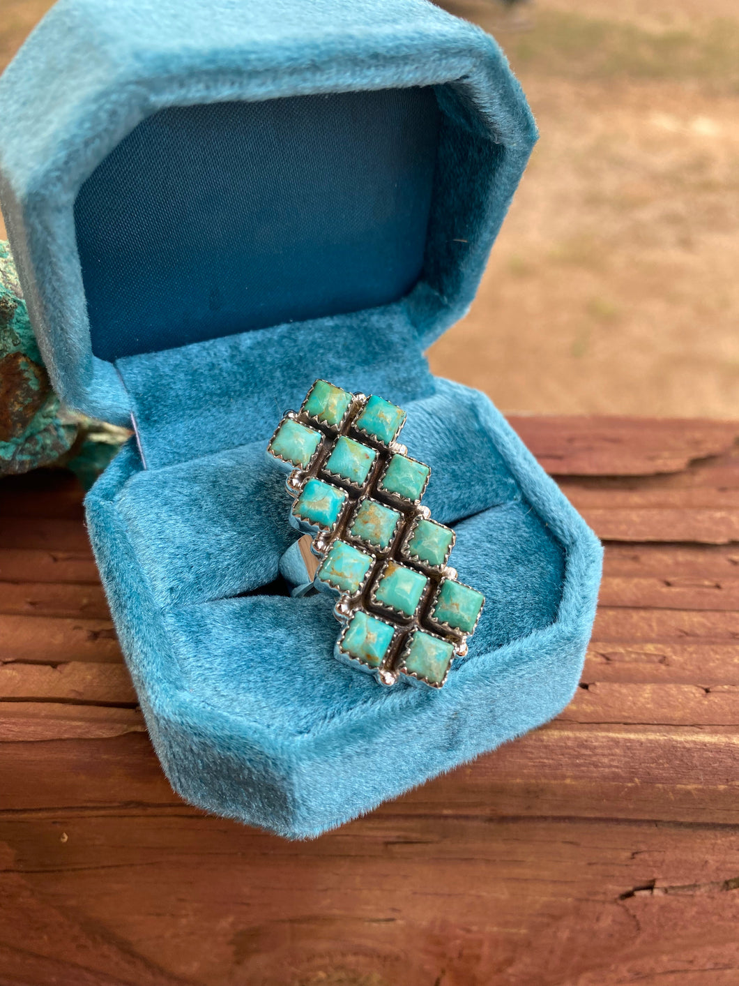 Nizhoni “The Andy” Handmade Kingman Turquoise And Sterling Silver Adjustable Ring
