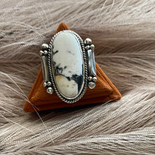 Load image into Gallery viewer, Navajo White Buffalo &amp; Sterling Silver Ring Size 7