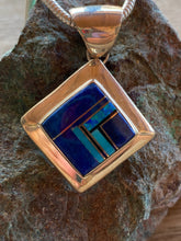 Load image into Gallery viewer, Navajo Lapis, Turquoise, Blue Opal Square Pendant