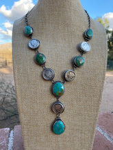 Load image into Gallery viewer, Navajo Royston Turquoise &amp; Liberty Dime Lariat Set