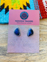 Load image into Gallery viewer, Navajo Charoite And Sterling Silver Stud Earrings Signed