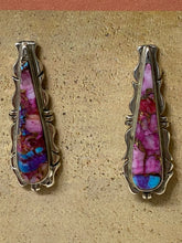 Load image into Gallery viewer, Navajo Pink Dream Mojave &amp; Sterling Silver Jagged Edge Dangle Earrings Post