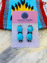 Load image into Gallery viewer, Navajo Sterling Silver &amp; Royston Turquoise Post Earrings Signed