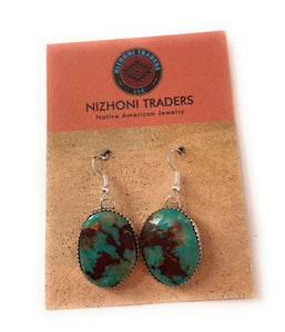 Navajo Royston Turquoise & Sterling Silver Dangle Earrings