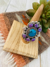 Load image into Gallery viewer, Handmade Sterling Silver, Turquoise &amp; Opal Cluster Adjustable Ring