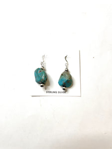 Navajo Sterling Silver Turquoise Stone Dangle Earrings