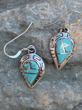 Load image into Gallery viewer, Turquoise &amp; Sterling Silver Drop Dangle Earringsq