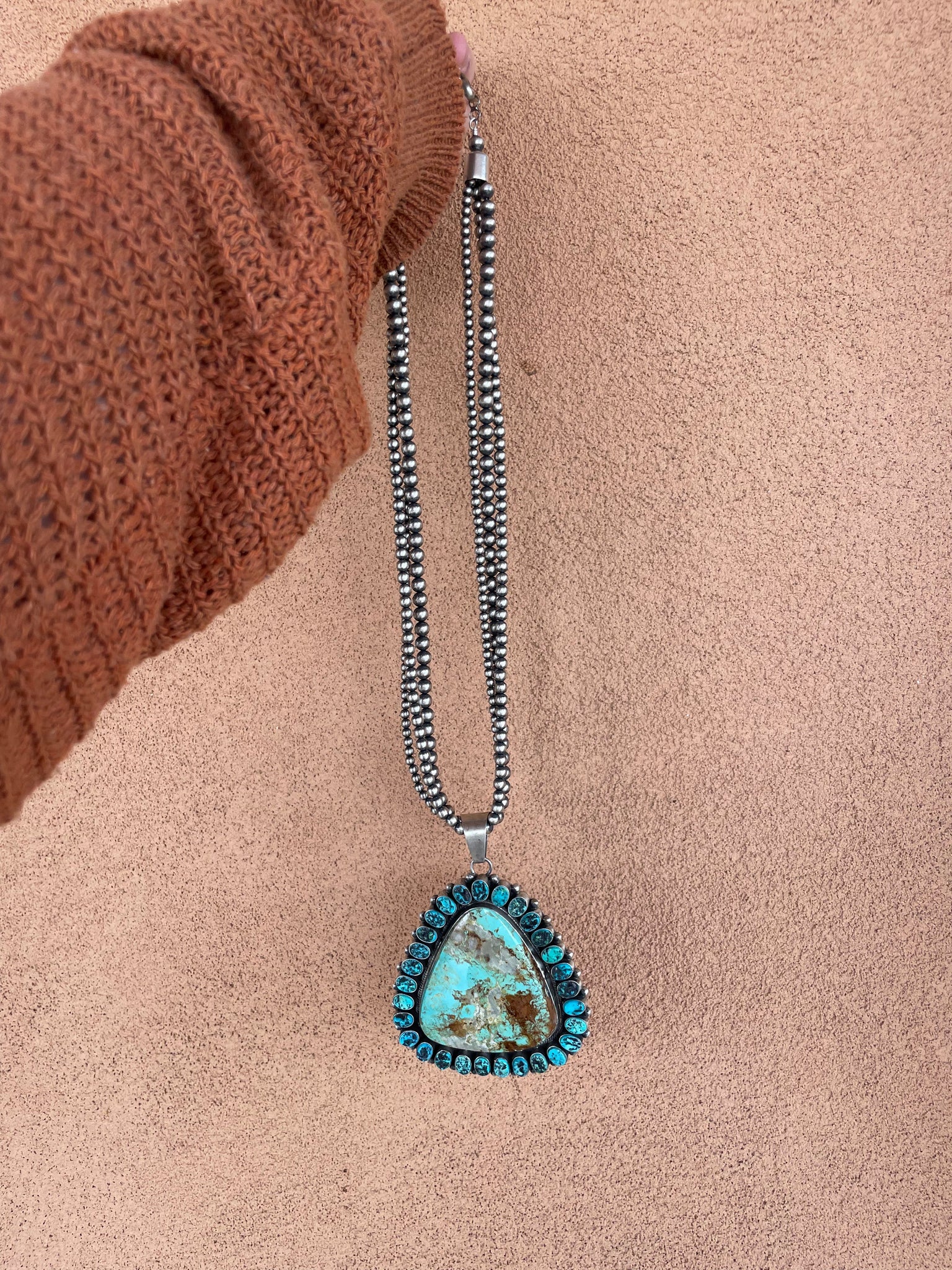 Navajo Turquoise & Spiny Spice Sterling Silver Beaded Necklace 20 inch –  Amanda Radke