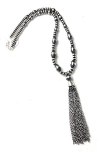 Navajo Sterling Silver Tassel Beaded Necklace
