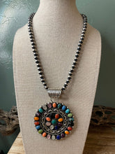 Load image into Gallery viewer, Stunning Navajo Sterling Silver Multi Stone Pendant Signed
