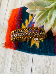 Old Pawn Vintage Sterling Silver & Copper Twisted Cuff Bracelet