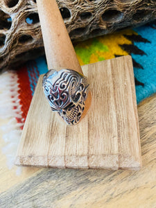 Handmade Sterling Silver Skull Ring Size 10.5