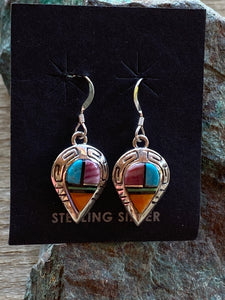 Turquoise Orange Spiny Drop Dangle Earrings 1.5”