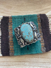 Load image into Gallery viewer, Navajo Sterling Silver &amp; Number 8 Turquoise Cuff Bracelet Signed
