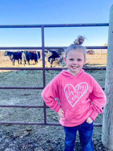 Kids Hoodie - I Love My Cows (Heather Pink)