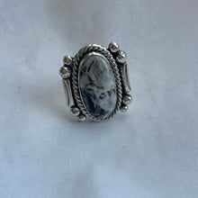 Load image into Gallery viewer, Navajo White Buffalo &amp; Sterling Silver Ring Size 6