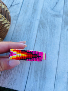 Navajo Made Beaded Leather Bracelet