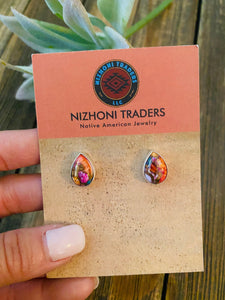 Navajo Pink Dream Mohave & Sterling Silver Stud Earrings