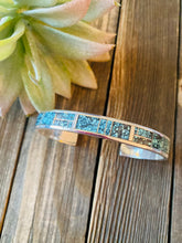 Load image into Gallery viewer, Navajo Kingman Spiderweb Turquoise &amp; Sterling Silver Inlay Cuff Bracelet