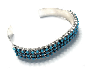 Navajo Turquoise And Sterling Silver Cuff Bracelet by S. Haloo