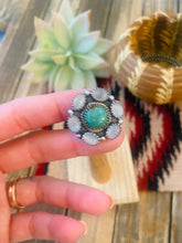 Load image into Gallery viewer, Handmade Sterling Silver, Mother of Pearl &amp; Turquoise Cluster Adjustable Ring