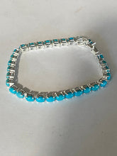 Load image into Gallery viewer, Sleeping Beauty Turquoise and Sterling Silver Link Bracelet