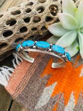 Load image into Gallery viewer, Navajo Old Pawn Vintage Turquoise &amp; Sterling Silver Cuff Bracelet