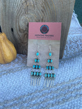 Load image into Gallery viewer, Navajo Sleeping Beauty Turquoise Sterling Silver Dangle Earrings