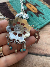 Load image into Gallery viewer, Zuni Sterling Silver &amp; Turquoise Petit Point Necklace &amp; Earring Set Signed