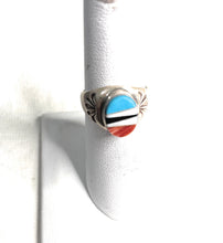 Load image into Gallery viewer, Old Pawn Navajo Sterling Silver &amp; Multi Stone Inlay Ring Size 6