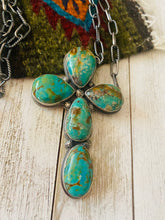 Load image into Gallery viewer, Navajo Royston Turquoise &amp; Sterling Silver Cross Necklace