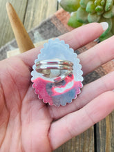 Load image into Gallery viewer, Navajo Red Spiny, Turquoise &amp; Sterling Silver Adjustable Ring