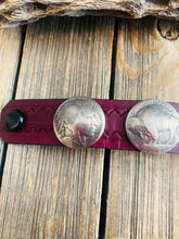 Load image into Gallery viewer, Navajo Buffalo Nickel and Brown Leather Bracelet