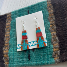 Load image into Gallery viewer, Santo Domingo Multi Stone Inlay Dangle Earrings