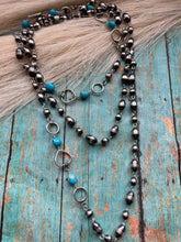 Load image into Gallery viewer, Navajo Sterling Silver &amp; Turquoise Beaded Necklace &amp; Earrings Set