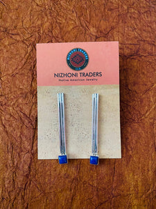 Navajo Lapis & Sterling Silver Dangle Earrings