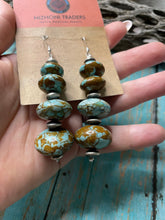 Load image into Gallery viewer, Navajo Sterling Silver Natural Number 8 Turquoise Beaded Necklace Earrings Set