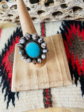 Load image into Gallery viewer, Handmade Sterling Silver, Wild Horse &amp; Turquoise Cluster Adjustable Ring